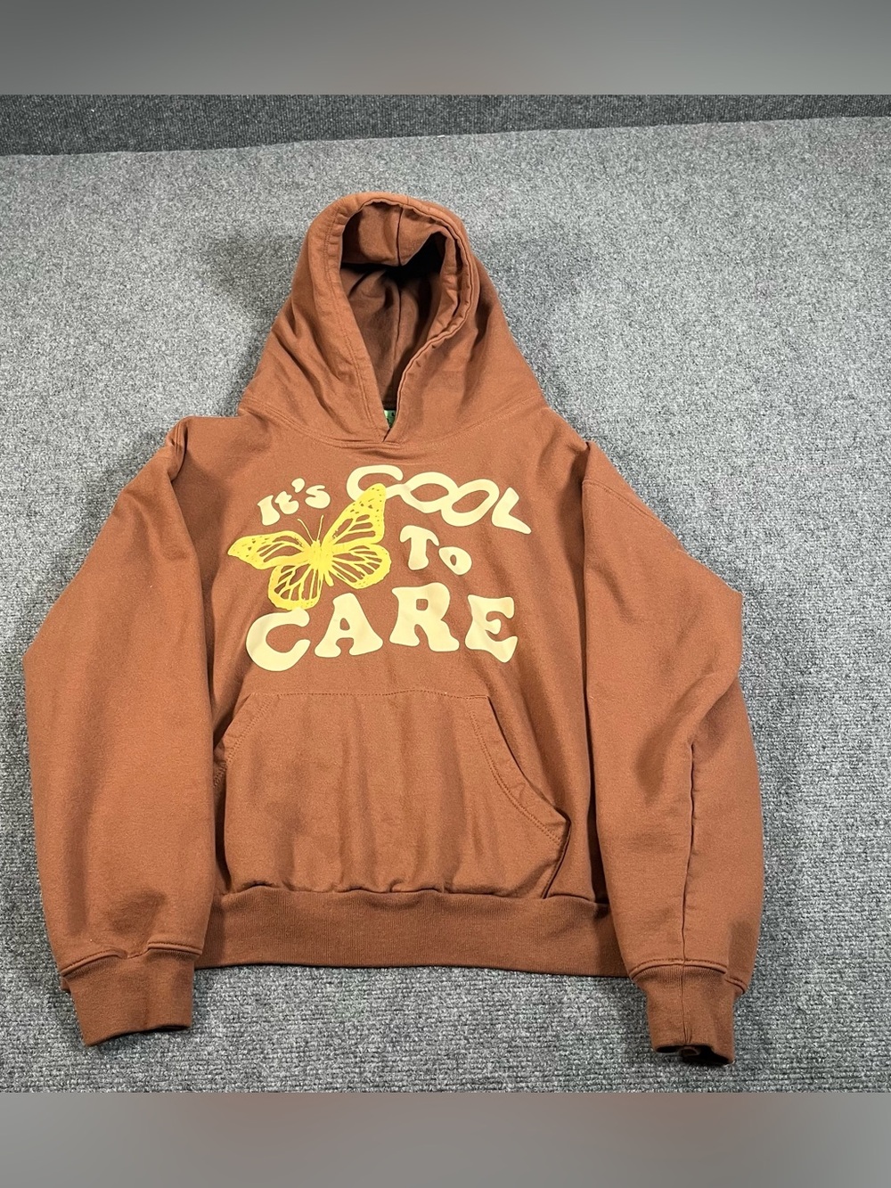 Lonely Ghost Hoodie Mens L Brown Its Cool To Care Hoodie Streetwear Butterfly